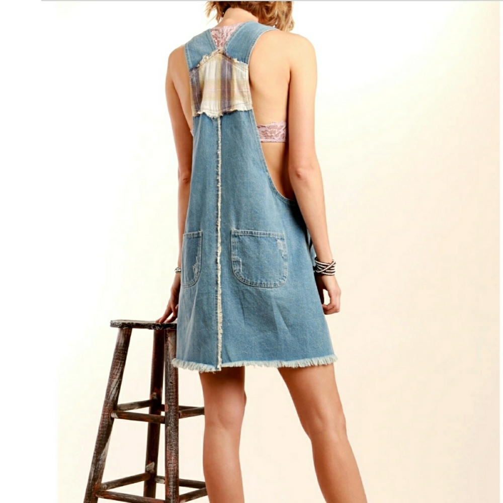 LAST 1! POL Bib Overall Denim Jumper Jean Dress - Picture 2 of 8